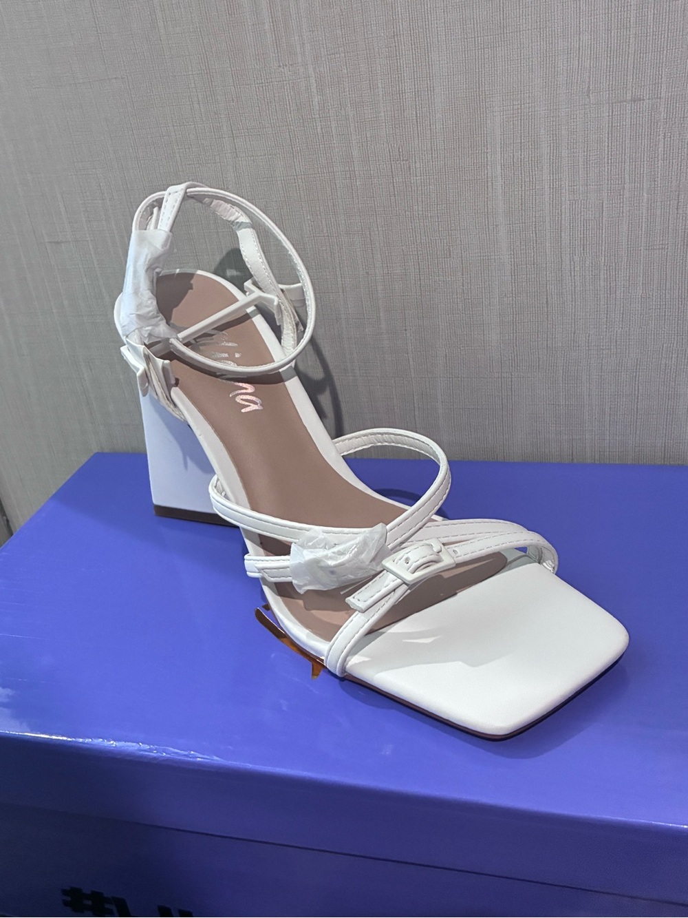 Liliana White Strappy Block Heel Sandals - Women